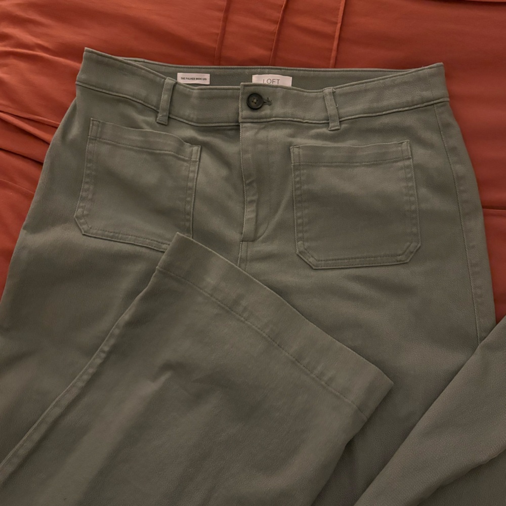 LOFT Olive Wide-Leg Pants